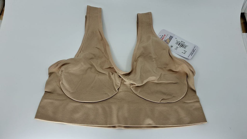 Hanes Cozy Wireless Bra, Pullover, Seamless T-Shirt, Nude, X-Large