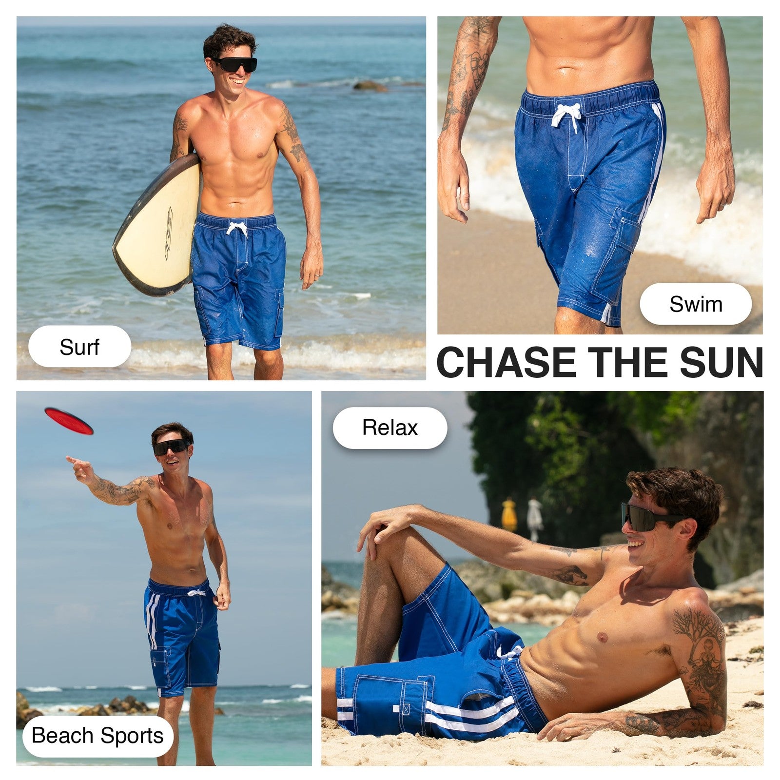 Kanu Surf Barracuda Swim Trunks Royal X-Large Quick Dry UPF 50+