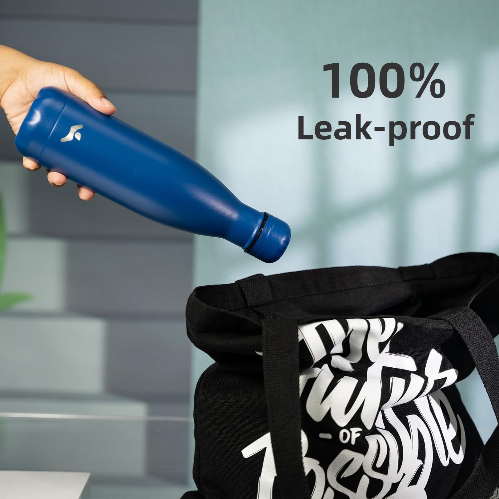 Konokyo 17oz Insulated Flask, Blue Stainless Steel, Travel Ready