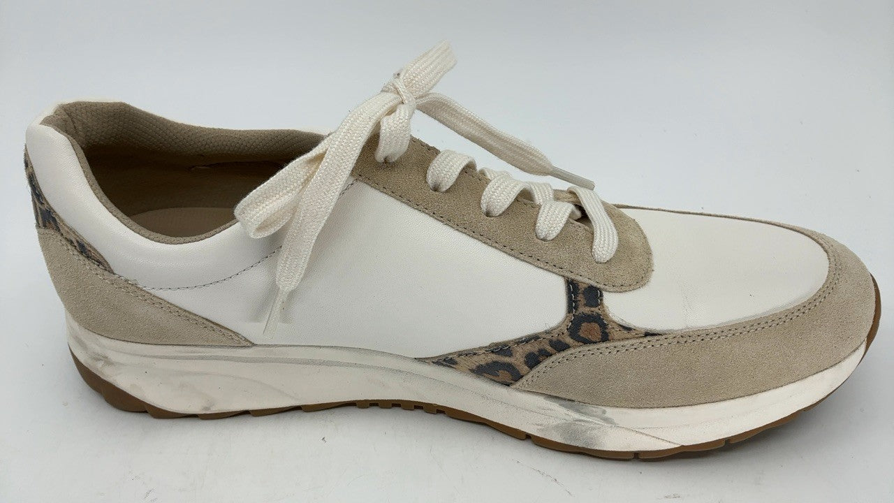 Naturalizer Shay Lace Up Fashion Sneakers 11W Leather White/Leopard