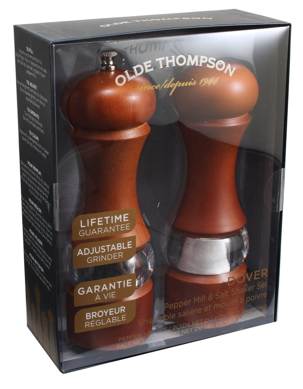 Olde Thompson 6 Caffe Wood Pepper Mill and Salt Shaker Set