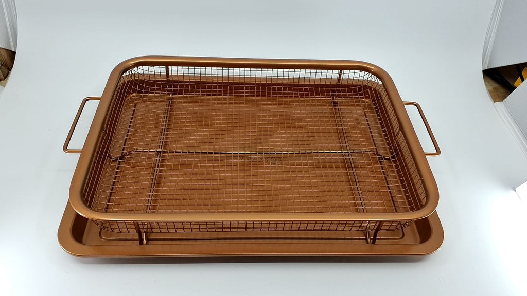 Air Fryer Tray Nonstick Copper 9.5x13 in, Dishwasher Safe