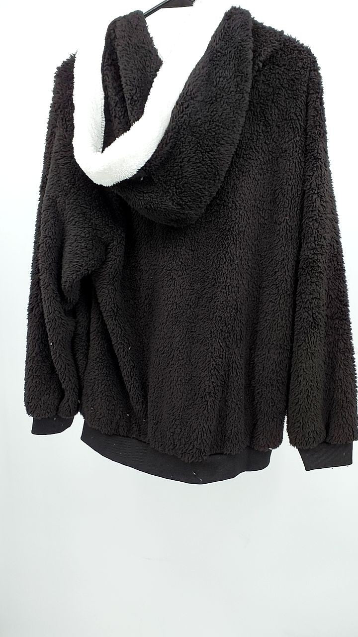 Full Size Cozy Fleece Zip-Up Hooded Jacket Plus Size