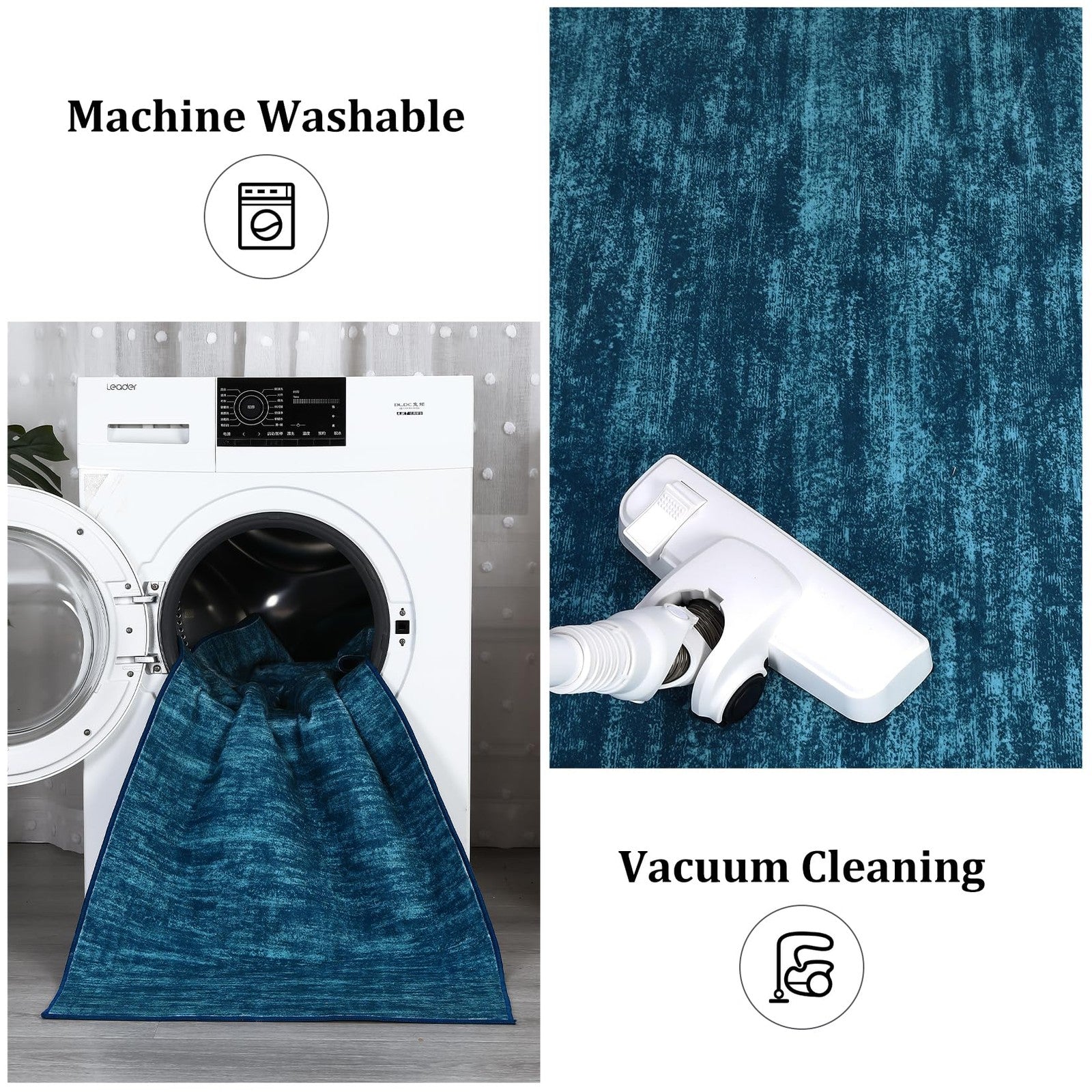 Modern 5' x 7' Area Rug, Solid Teal, Non-Slip, Low Pile for Living Room