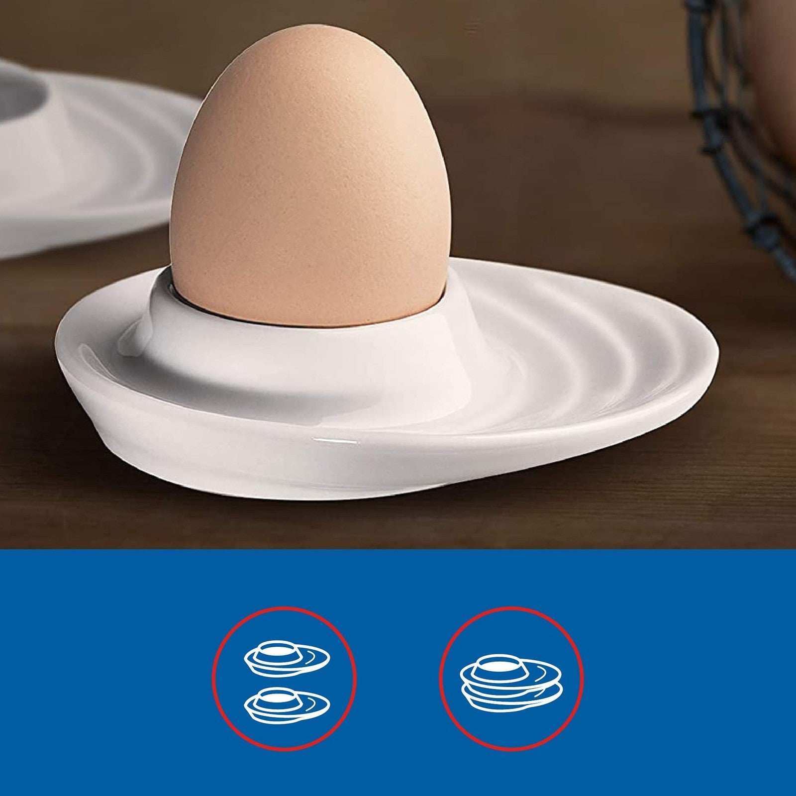 Küchenprofi 2-Pc Egg Cups, White Porcelain, 3.5x4 In, Oval Base