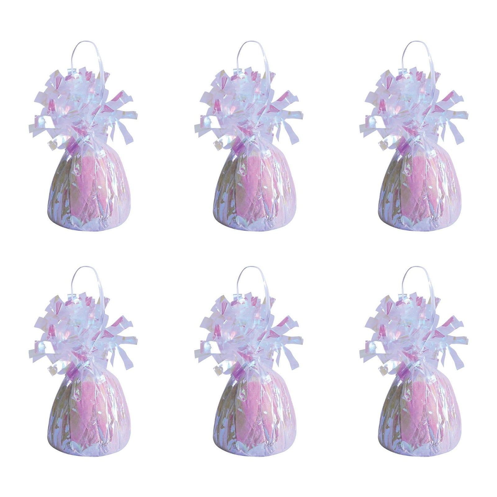6 Pack Metallic Wrapped Balloon Weights, Opalescent, 6 Oz Centerpieces