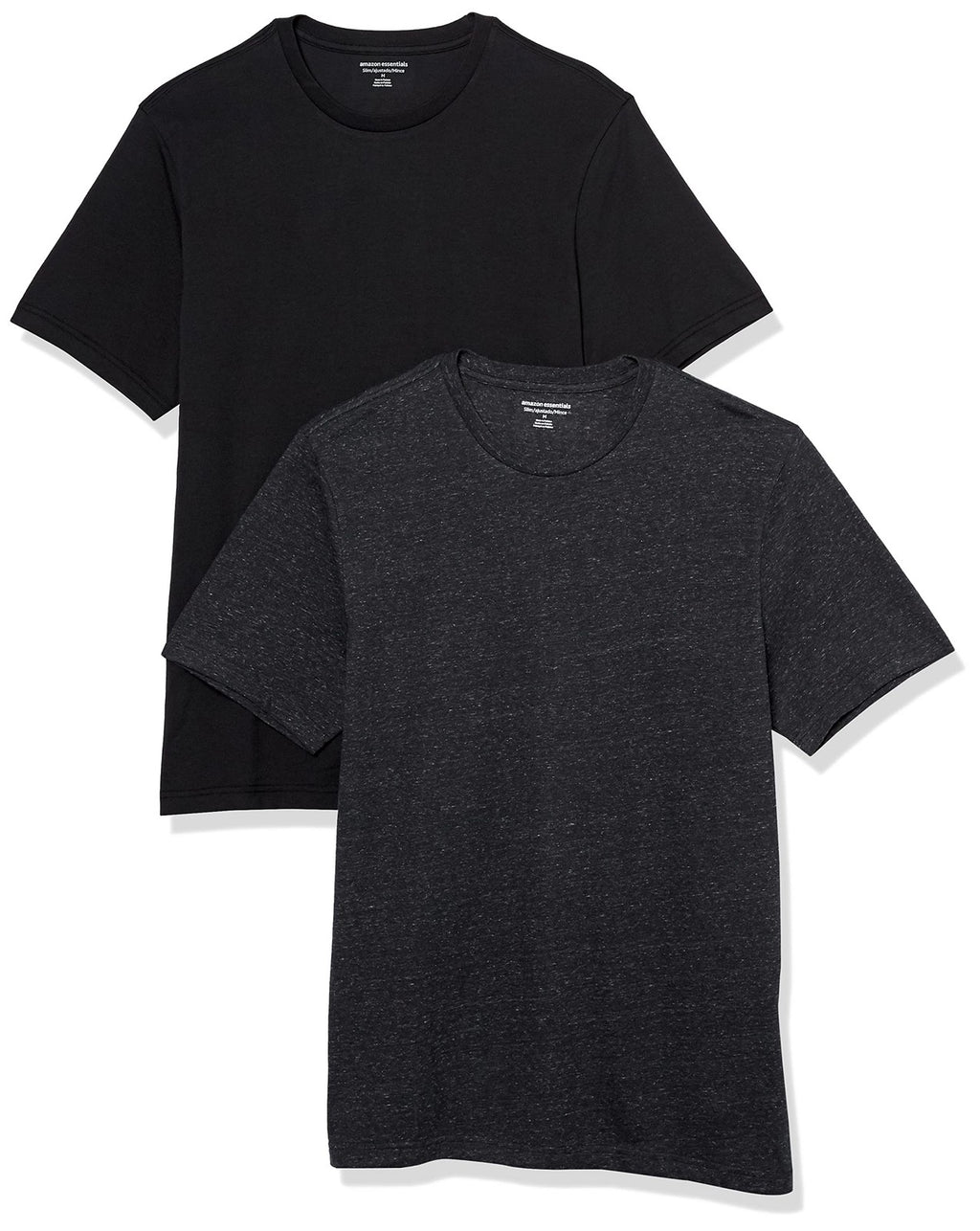 Short Sleeve T-Shirts for Men, Slim-Fit, 2-Pack, Black/Charcoal Heather, M