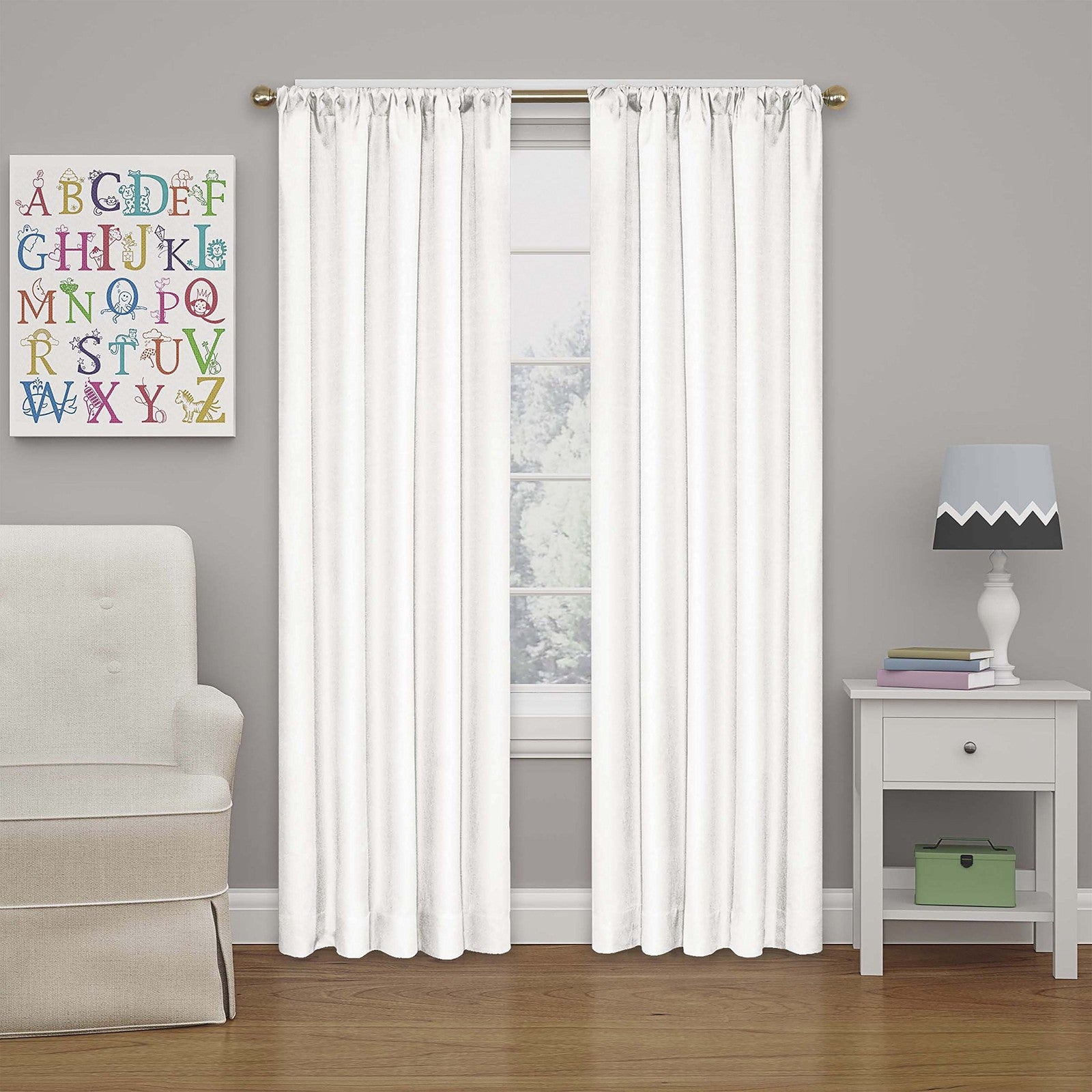 Eclipse Kendall Blackout Curtain 42x84in White Rod Pocket Panel