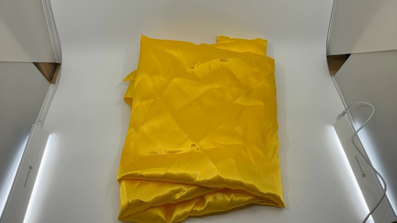 72" Canary Yellow Satin Table Overlay - Elegant Tablecloth for Parties