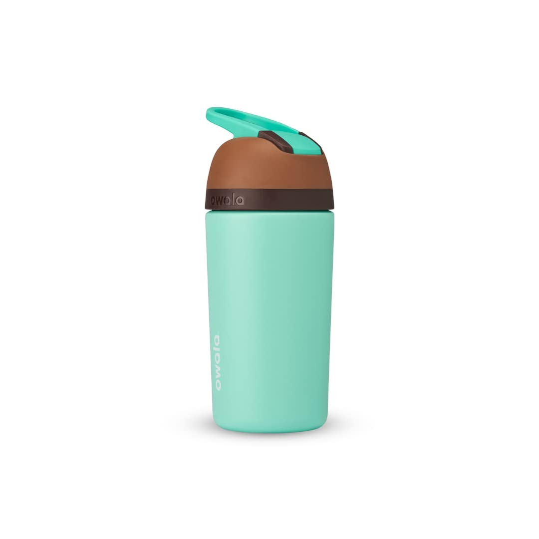 Owala 14oz Kids Flip Water Bottle w/ Straw & Locking Lid, Brown/Teal