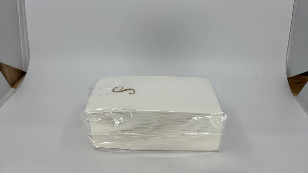 50 Count Linen-Feel Guest Towels, Gold S Cursive Paper Napkins 15.8 X 7.9 In