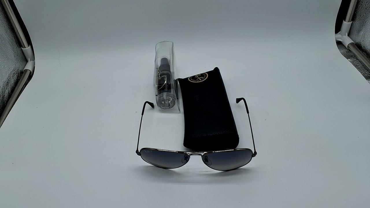 Ray-Ban RB3025 Aviator Sunglasses Gunmetal Polarized Blue Gradient 58mm