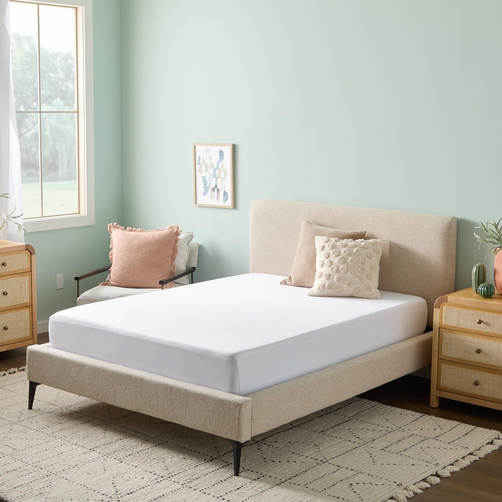 Breathable Twin Mattress Protector, Waterproof, Machine Washable, White