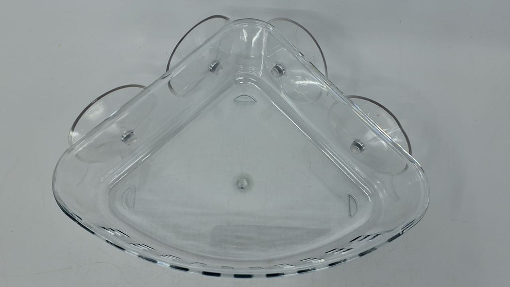 Clear Plastic Shower Caddy - Suction Cup Corner Organizer - 9x7x3.5 in