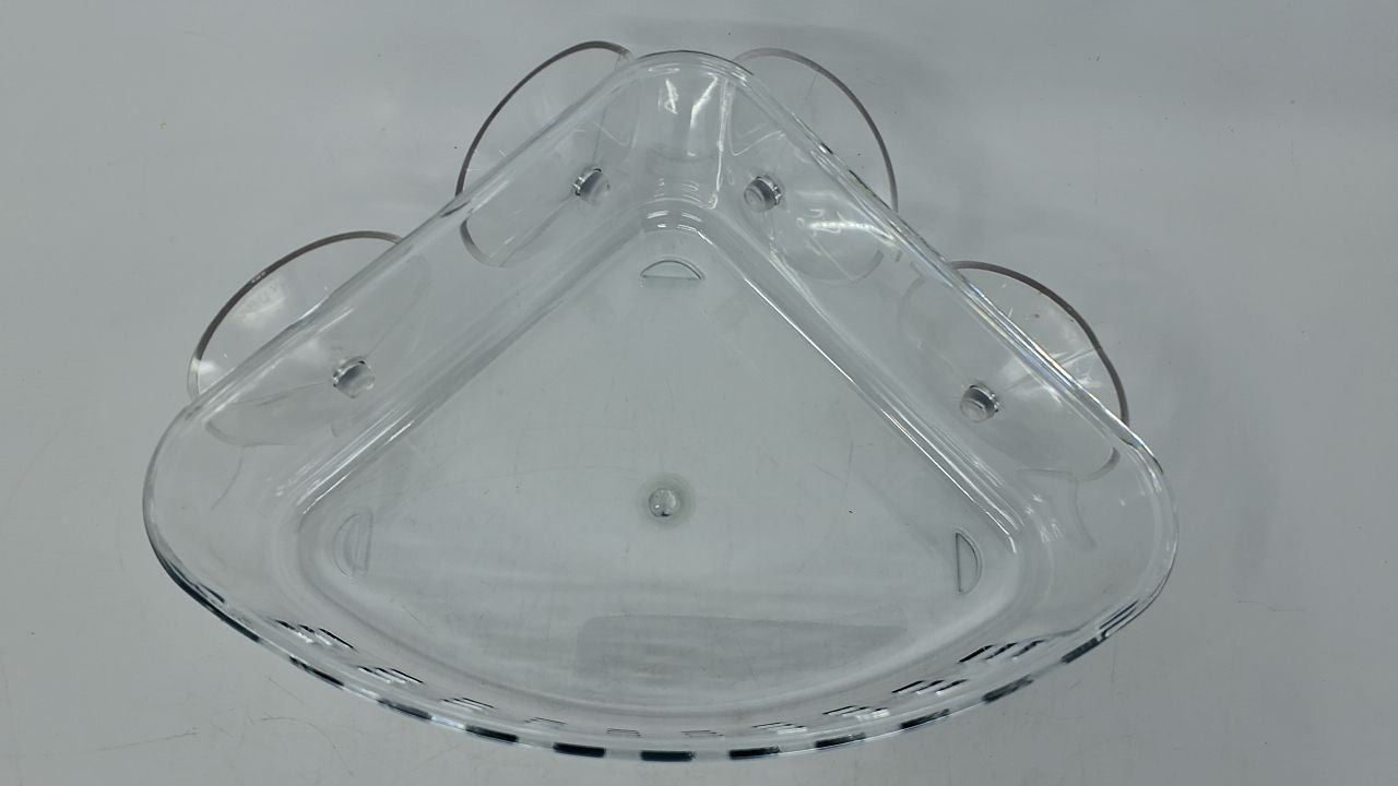 Clear Plastic Shower Caddy - Suction Cup Corner Organizer - 9x7x3.5 in