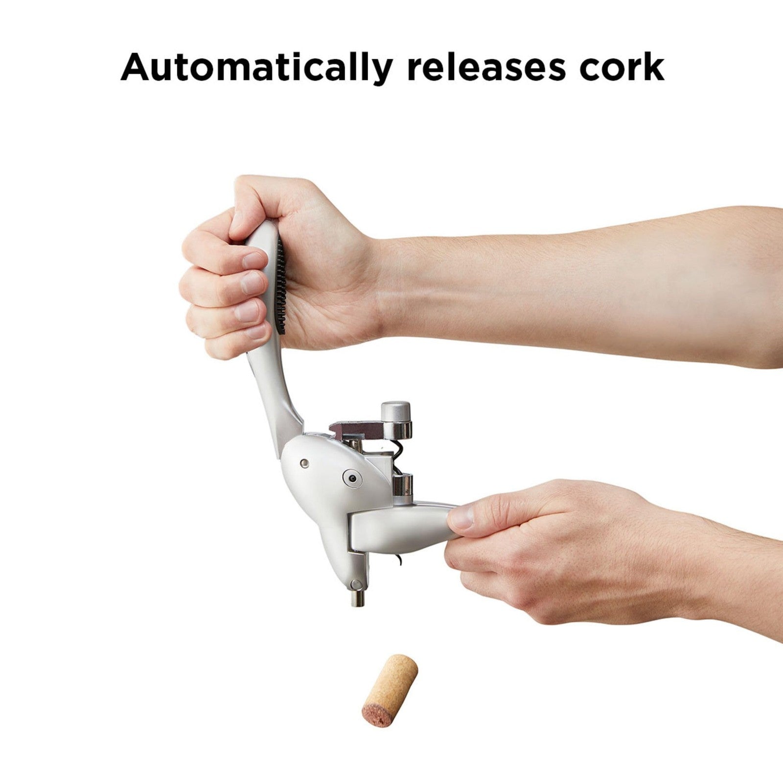 Rabbit Lever Corkscrew Wine Opener w/ Foil Cutter & Extra Spiral - Silver