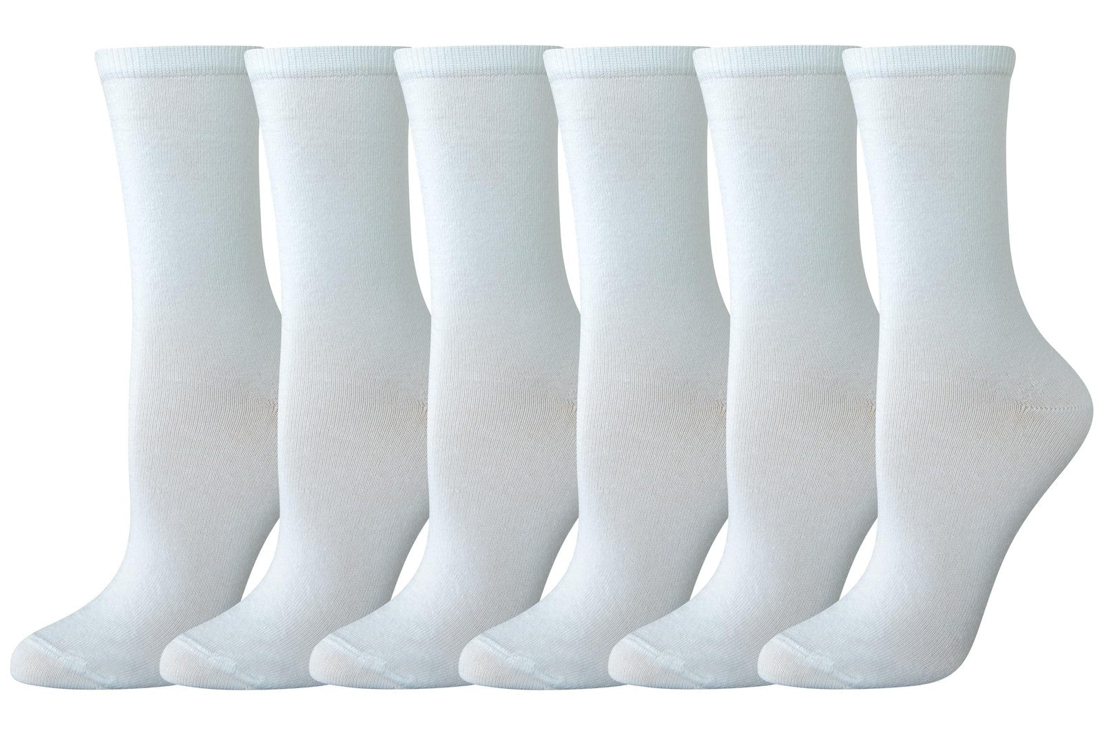 Amazon Essentials Women's Crew Socks, Cotton, 6 Pairs, White, 8-12