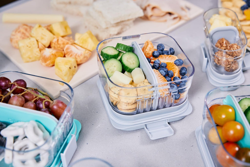 PackIt Mod Snack Bento Food Storage, Steel Gray, Microwavable & Dishwasher Safe