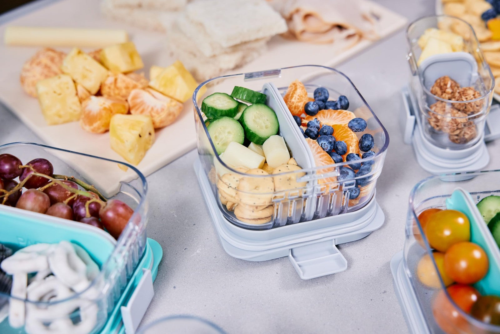 PackIt Mod Snack Bento Food Storage, Steel Gray, Microwavable & Dishwasher Safe