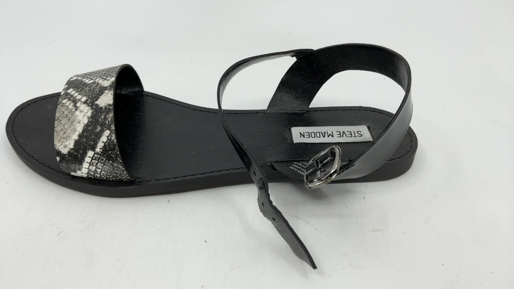 Steve Madden Women's Donddi Dress Sandal, Black/White, 9.5 M US