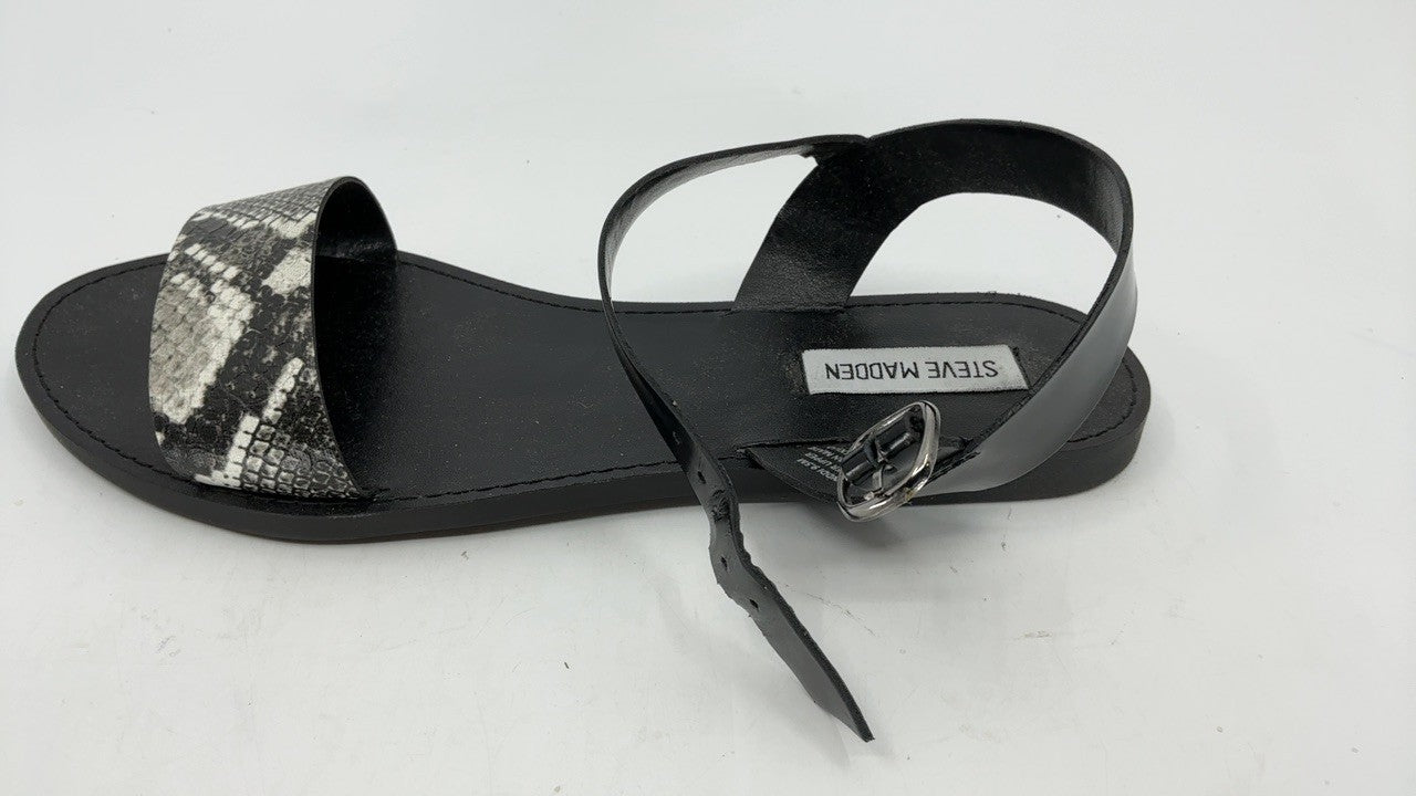 Steve Madden Women's Donddi Dress Sandal, Black/White, 9.5 M US