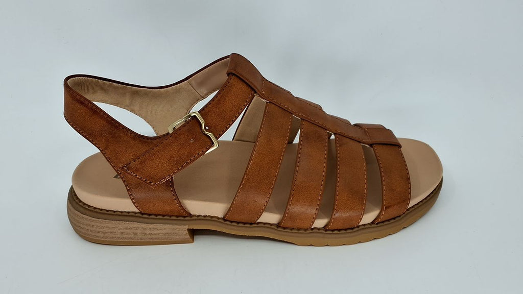 Dr. Scholl's Shoes Womens A OK Flat Sandal Brown Smooth 9.5 M