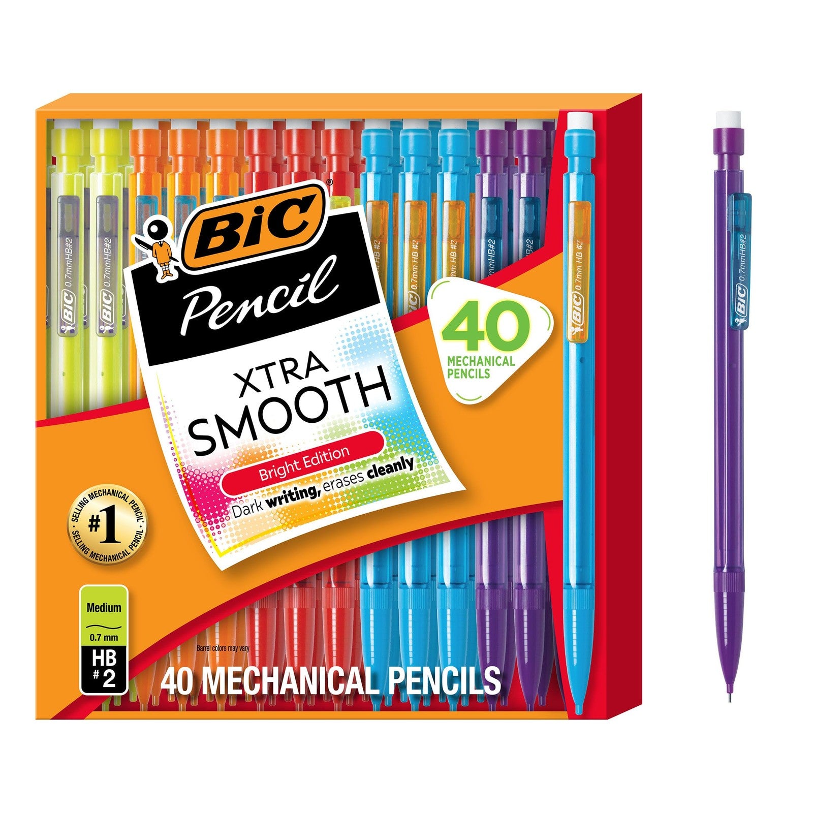 BIC Mechanical Pencils 0.7mm Medium Point, 40-Count Refillable Pack