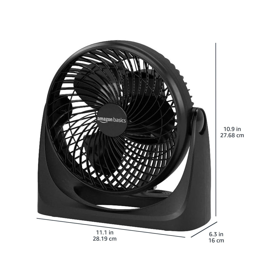 Amazon Basics 3 Speed Air Circulator Desk Fan, Black, 11.1x6.3x10.9 in