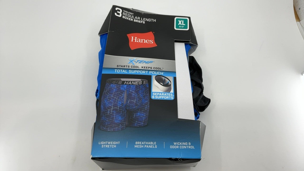 Hanes X-Temp Boxer Briefs, X-Large, 3-Pack, Moisture-Wicking Underwear