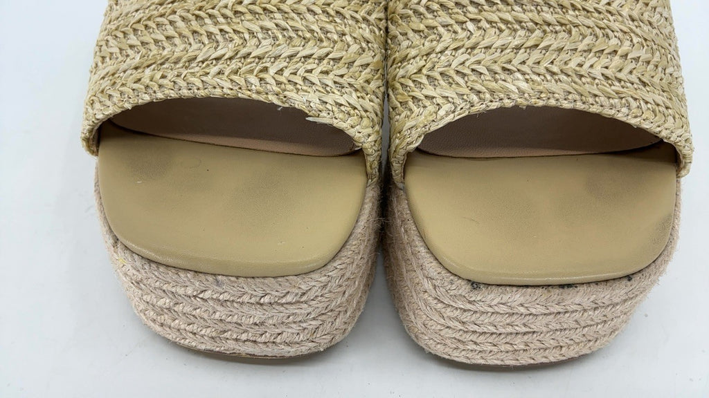 EQAUDES Women's Espadrille Platform Sandals 7.5 Apricot Open Toe