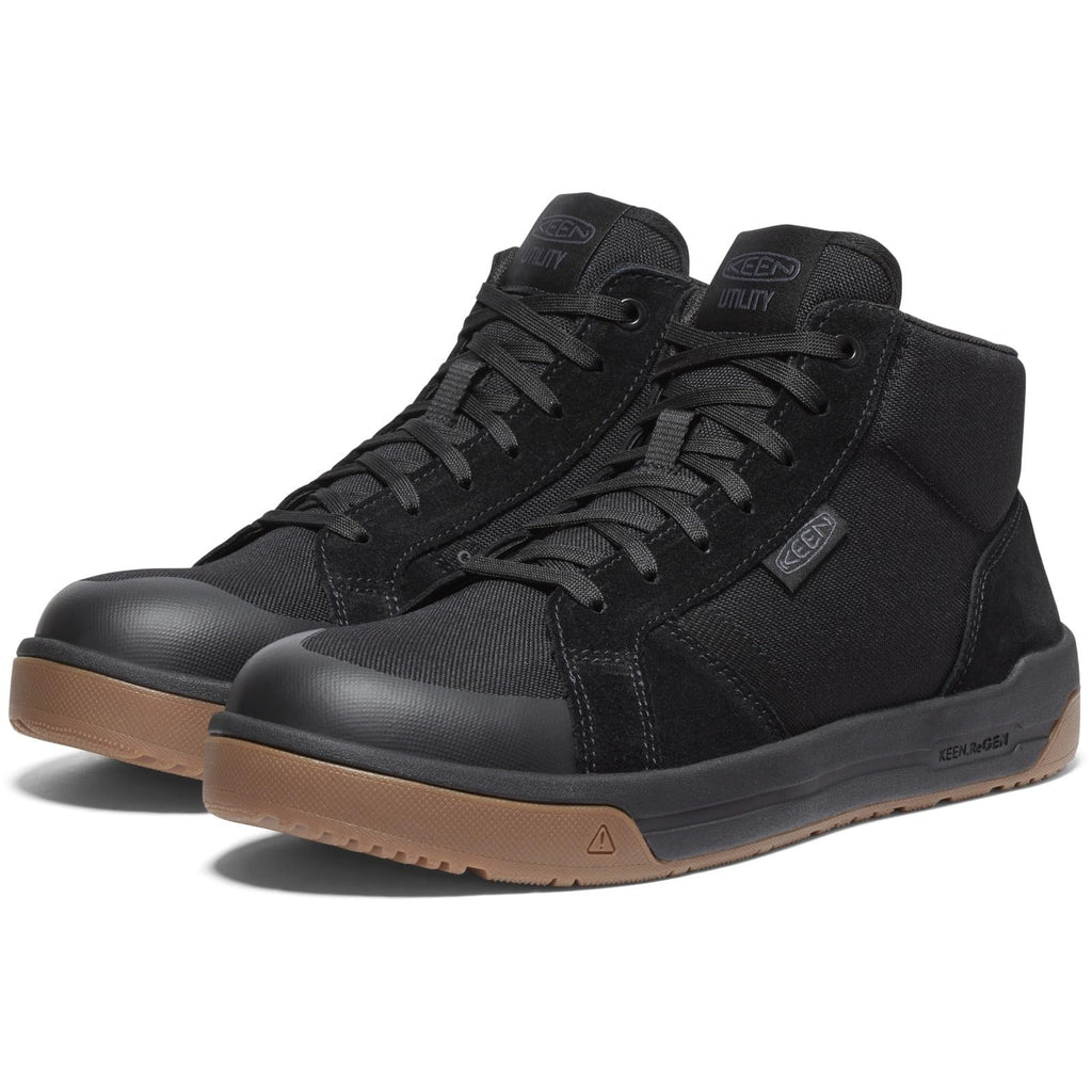 Men's KEEN Kenton Mid Top Sneakers Black/Gum Composite Toe 11.5