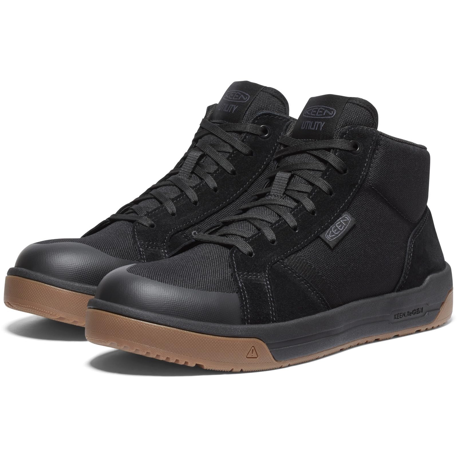 Men's KEEN Kenton Mid Top Sneakers Black/Gum Composite Toe 11.5