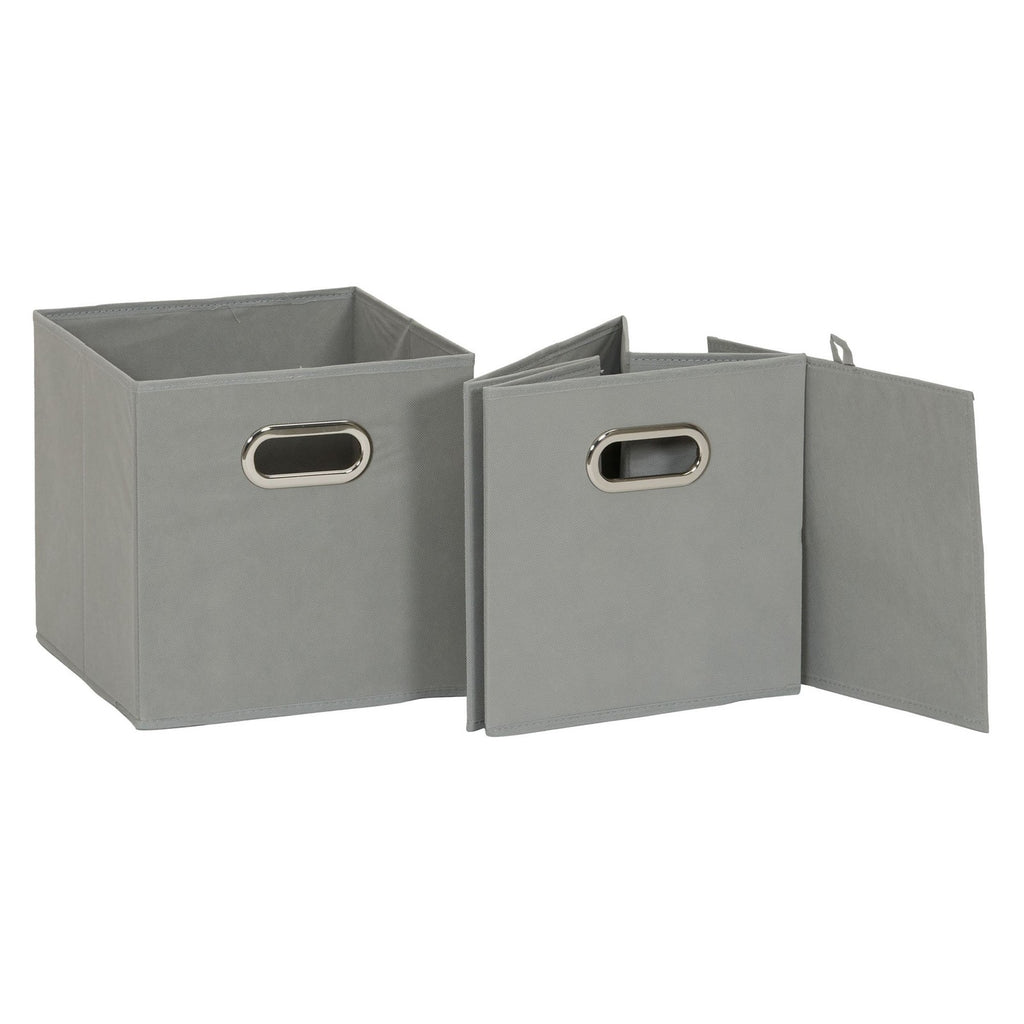 Gray Fabric Storage Bins Set of 6 Collapsible Cubes w/ Grommet Handles