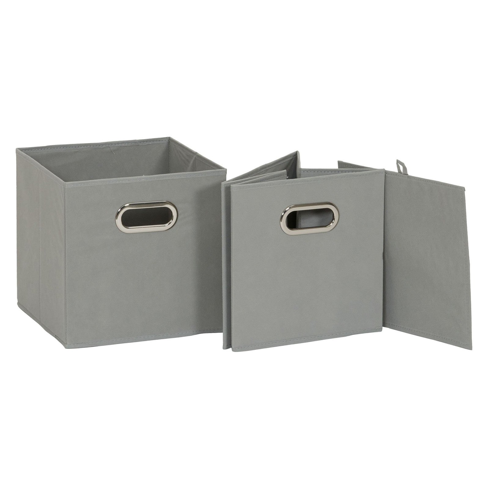 Gray Fabric Storage Bins Set of 6 Collapsible Cubes w/ Grommet Handles