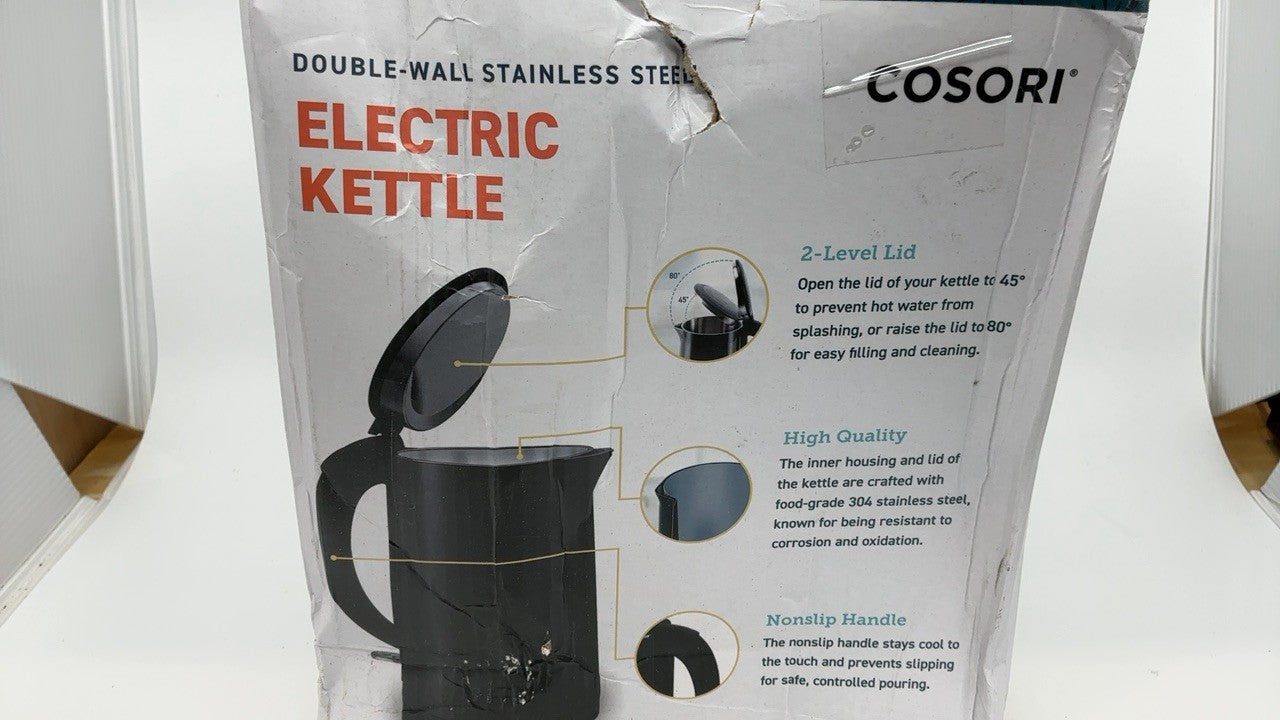 COSORI 1.5L Double Wall Kettle, Stainless Steel, Auto Shut-Off, Black