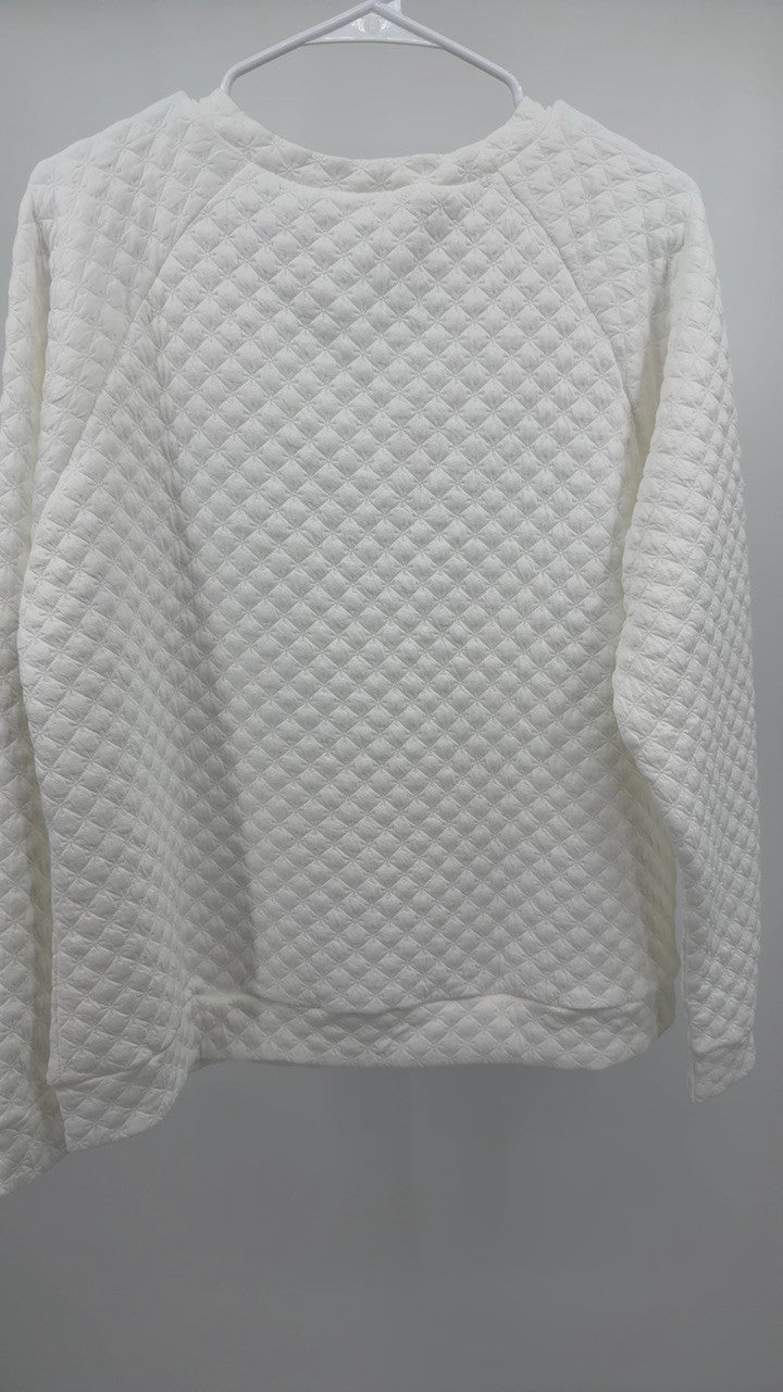 Textured Notched Raglan Sleeve Sweatshirt