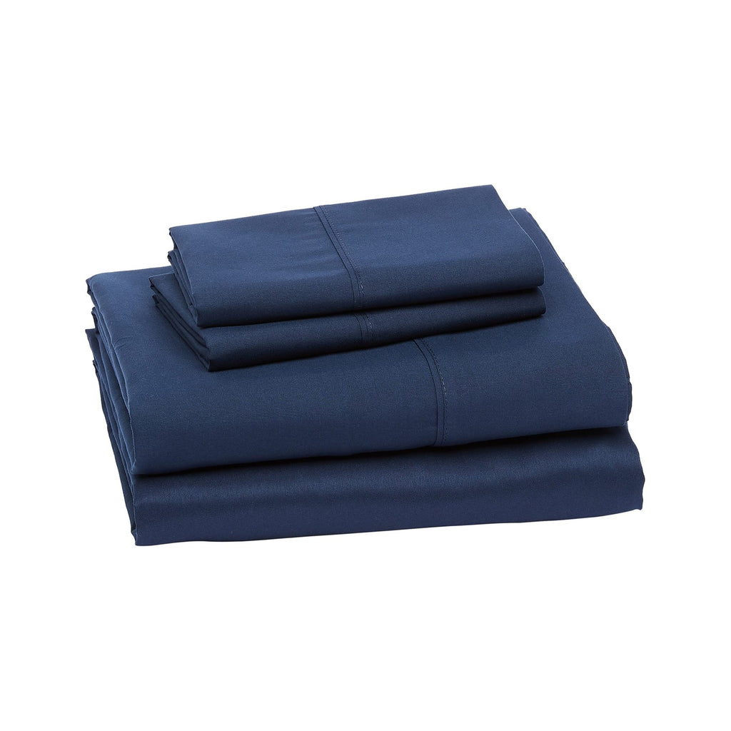 4 Piece Navy Blue Microfiber Bed Sheets Set Full 14in Deep Pockets