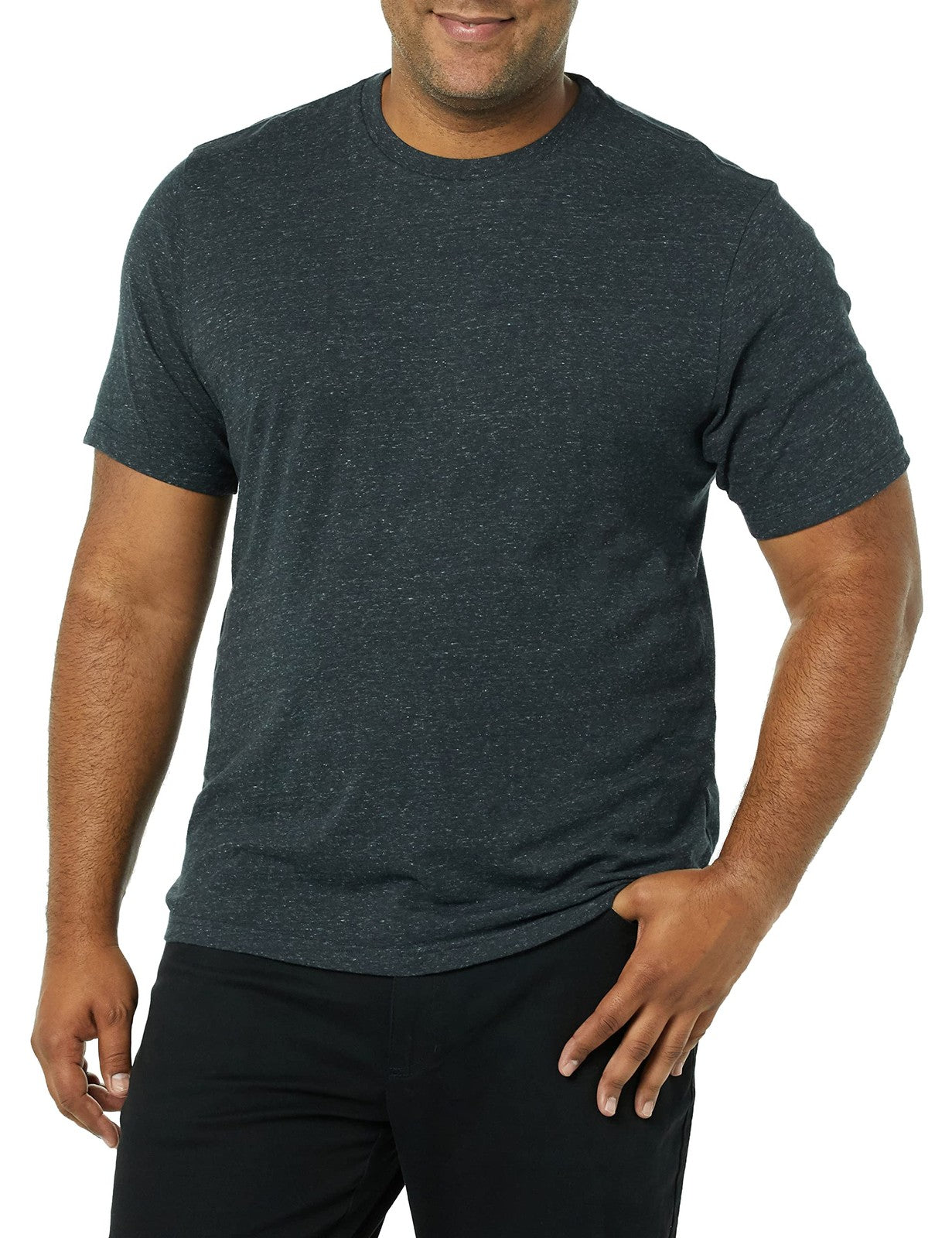 Short Sleeve T-Shirts for Men, Slim-Fit, 2-Pack, Black/Charcoal Heather, M