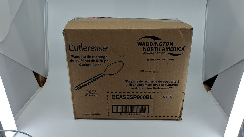 Cutlerease Black Plastic Spoon Refill, Bulk 960 Count, Dispenser Compatible