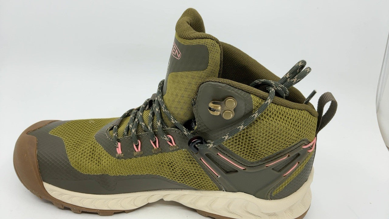 KEEN Women's NXIS Evo Mid Hiking Boots, 9 US, Olive Drab/Silver Birch