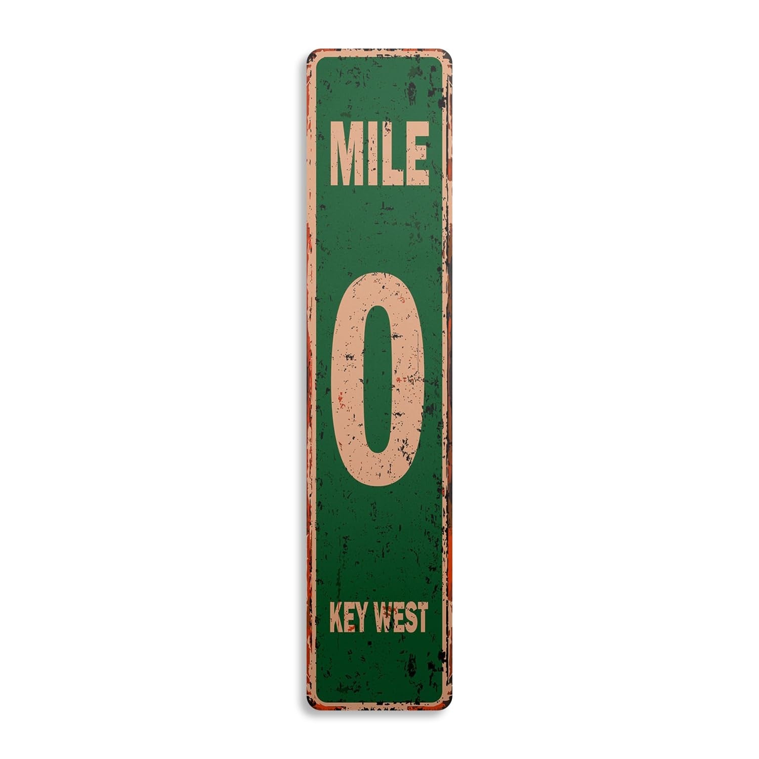 Mile 0 Key West Vintage Aluminum Sign 4x18 Indoor/Outdoor Green