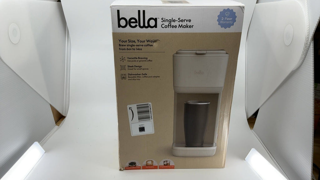 BELLA 1000W Single Serve Coffee Maker, K Cup & Ground Coffee, Oatmilk