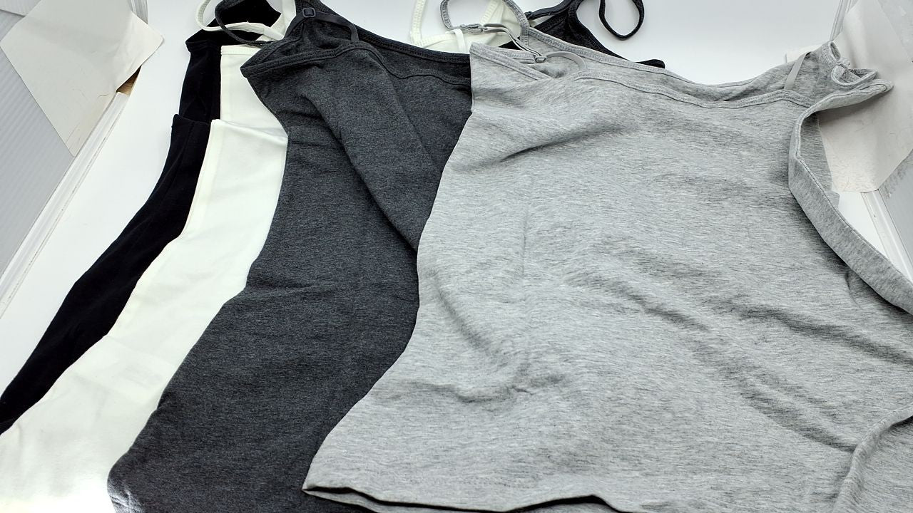 Slim-Fit Camisoles, Women's 4-Pack, Black/Charcoal/Light Grey/White, S