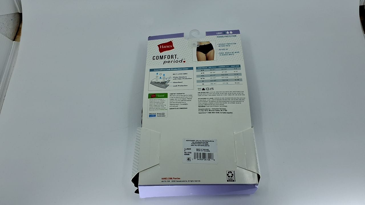 Hanes Women's Fresh & Dry 3-Pack Period Briefs, Size 9, Beige/Gray/Black