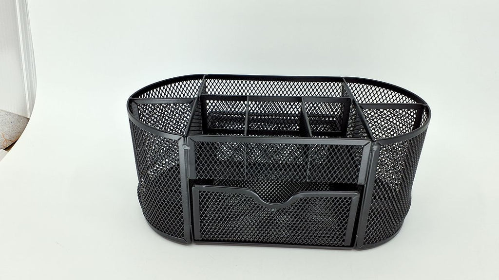 Office Caddy Storage, Black Mesh Organizer, 9.25" x 4.53" x 3.94"