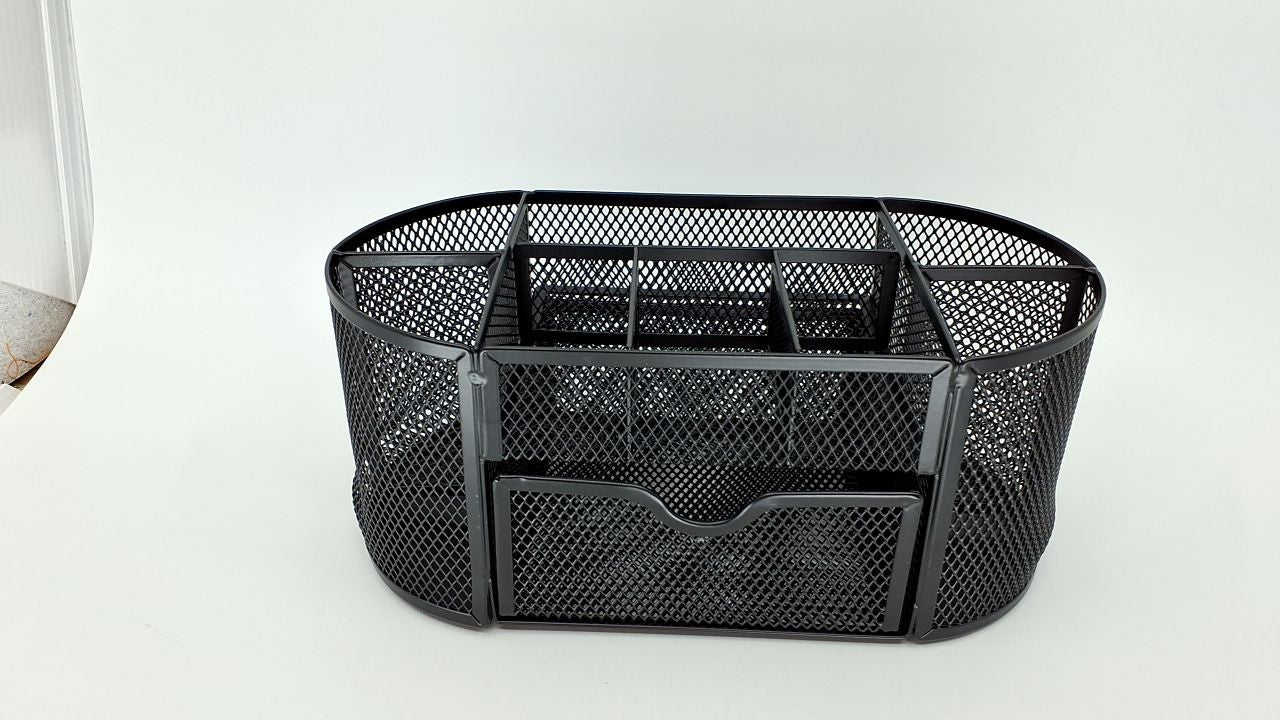 Office Caddy Storage, Black Mesh Organizer, 9.25" x 4.53" x 3.94"