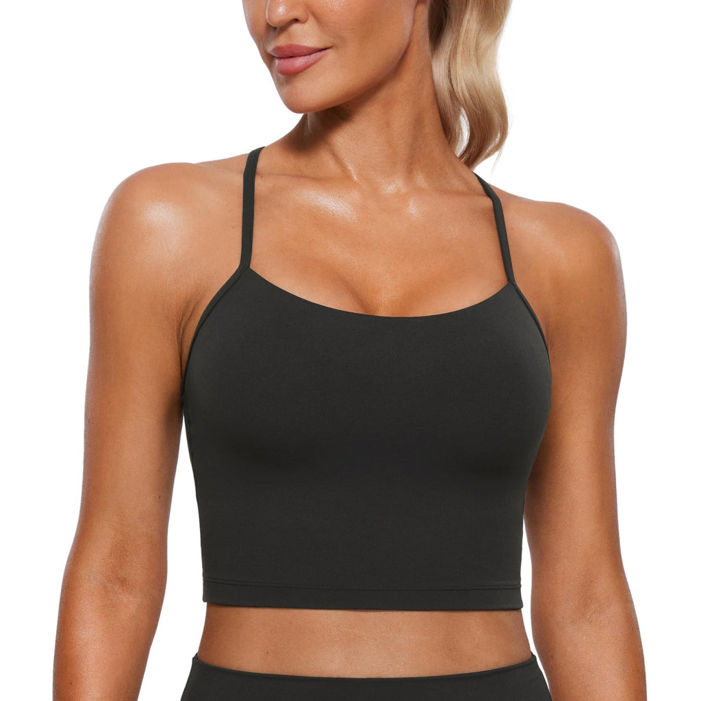 Butterluxe Y Back Sports Bra Black Small Spaghetti Straps Racerback