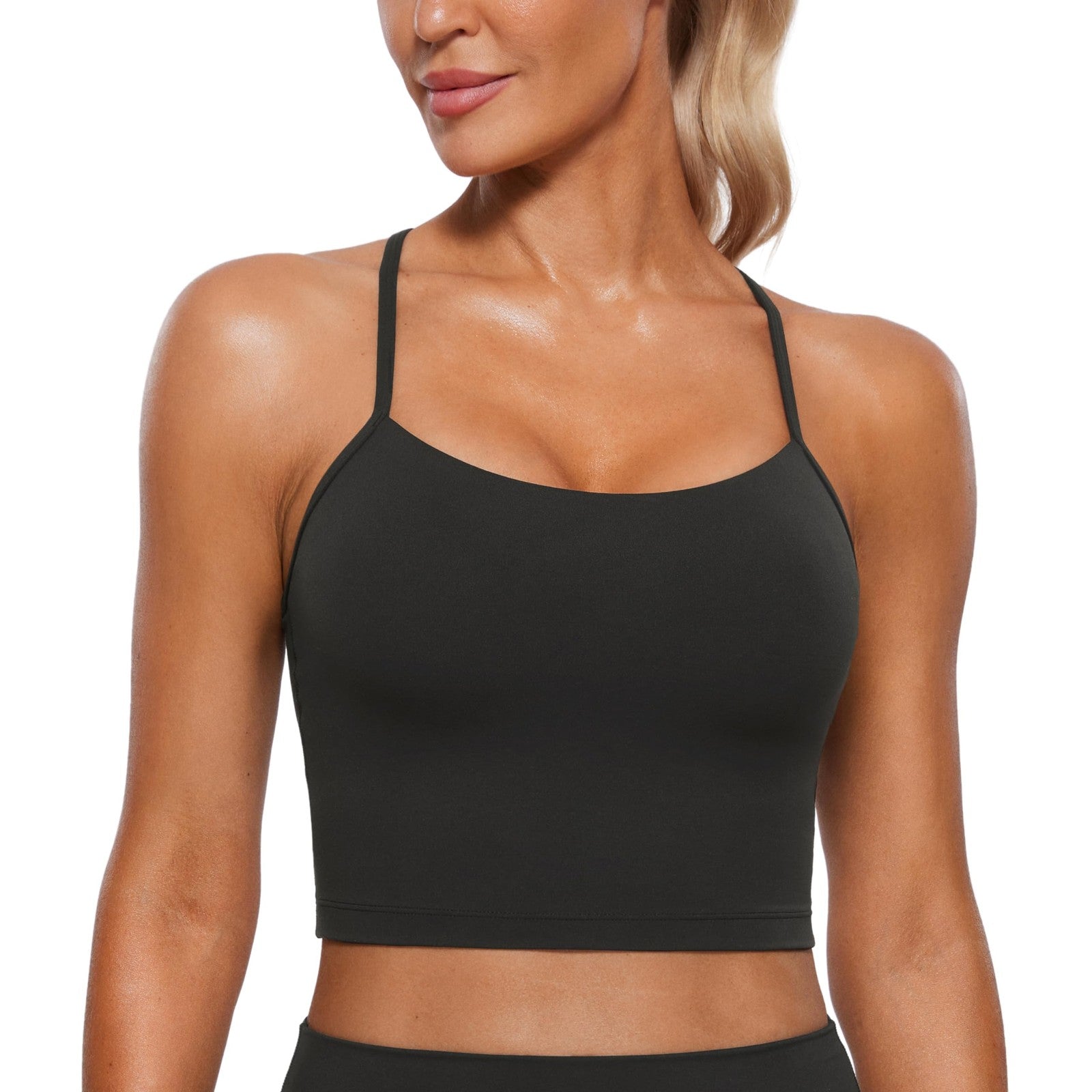 Butterluxe Y Back Sports Bra Black Small Spaghetti Straps Racerback