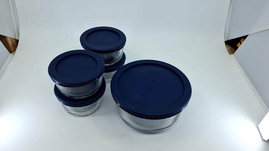 Anchor Hocking 12 Pc Glass Storage Containers w/ Navy Lids
