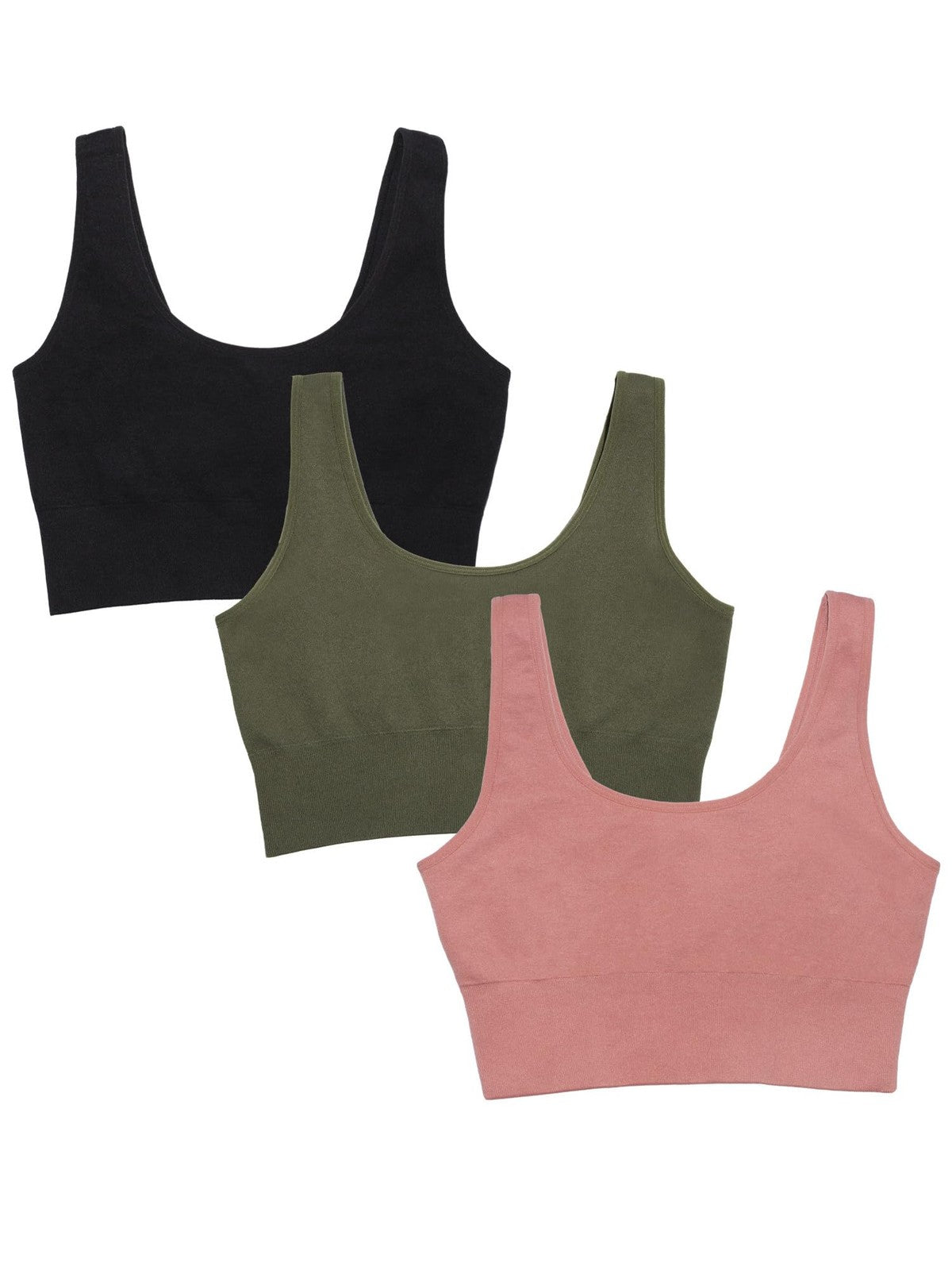 XX-Large Wireless Sport Bra, 360 Stretch, Seamless, 3-Pack, Fruit of the Loom